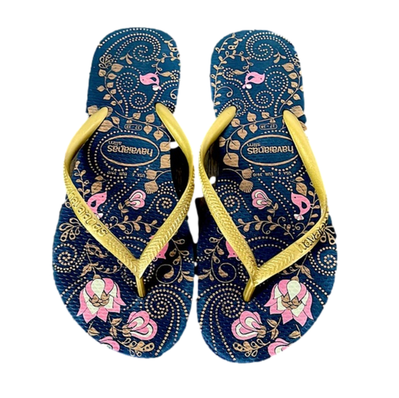 Havaianas Shoes - Havaiannas slim navy blue gold flip flop 37